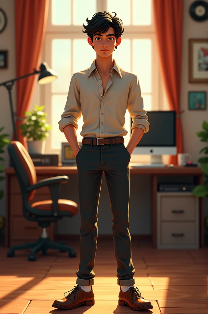 A Italian boy at a music record company