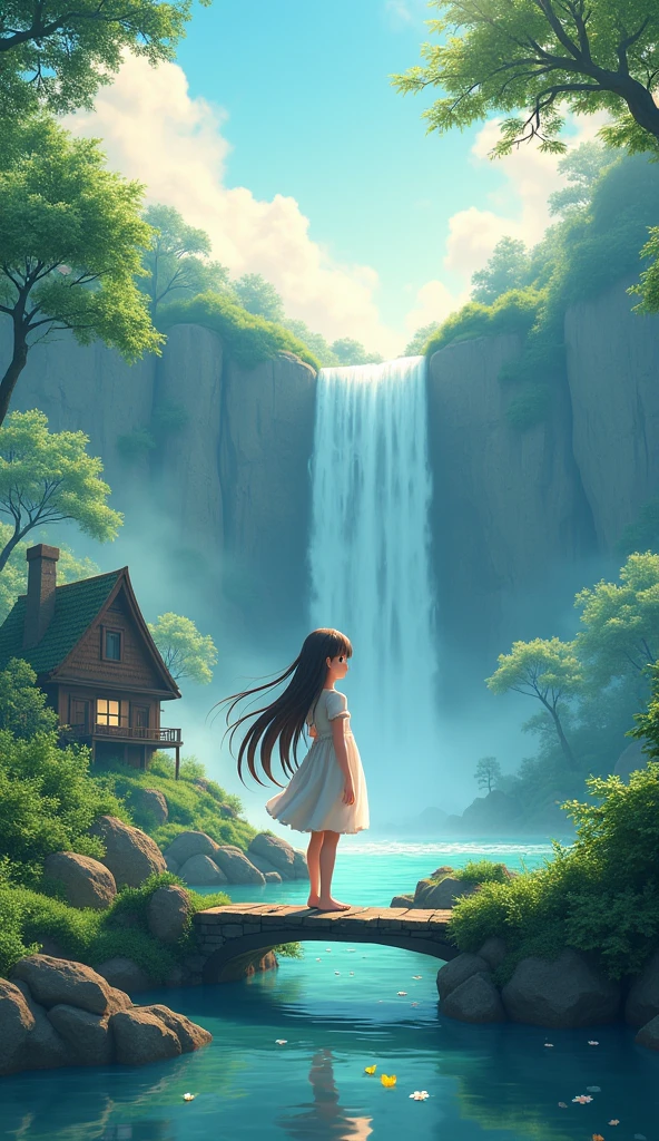 Beautiful aesthetic Nature anime wallpaper description with character 3d
Description:
Imagine a serene landscape painted in hues of emerald green and soft azure. A 3D anime character stands amidst this breathtaking scenery, their delicate features illuminated by the gentle glow of the setting sun. The character's long, flowing hair cascades down their back, blending seamlessly with the lush foliage.
In the distance, a majestic waterfall thunders down a rocky cliff, creating a mesmerizing mist that dances in the air. A small, wooden bridge arches over a crystal-clear stream, leading to a quaint, moss-covered cottage nestled among the trees. The sky is awash with vibrant colors, as if painted by a master artist