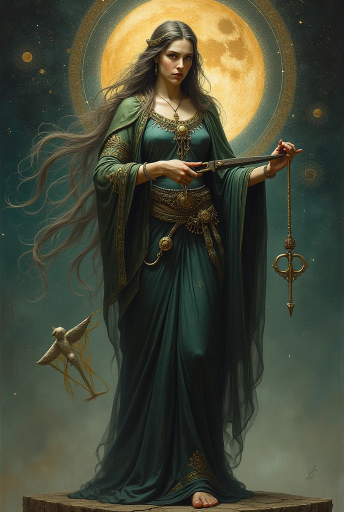 Atropos, the Greek Goddess, is cutting the yarn