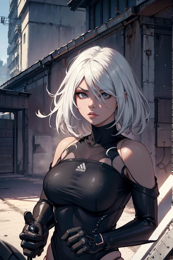 1girl, yorha 2B, wearing goalkeeper uniform, holding soccer ball, dynamic pose, hyperrealistic, octane render, cinematic lighting, dramatic shadows, intricate details, highly detailed, photorealistic, 8K, best quality, masterpiece.