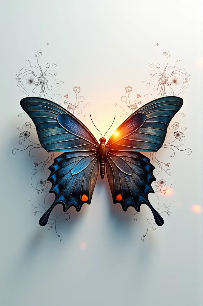 Create a business card that has a visual identity that integrates psychology and a butterfly, like a gestalt 