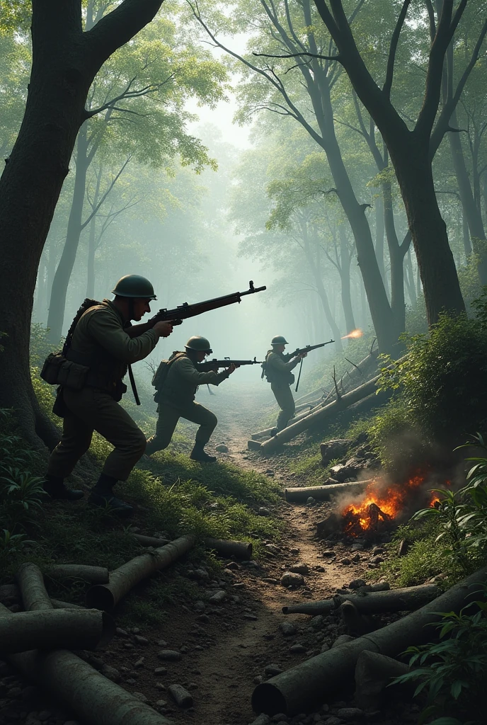 Make world war fight in Forest image make more realistic