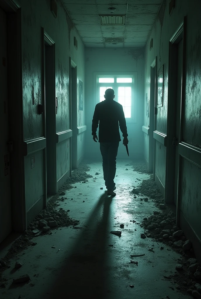 Abandoned hospital, man finds a knife to defend himself