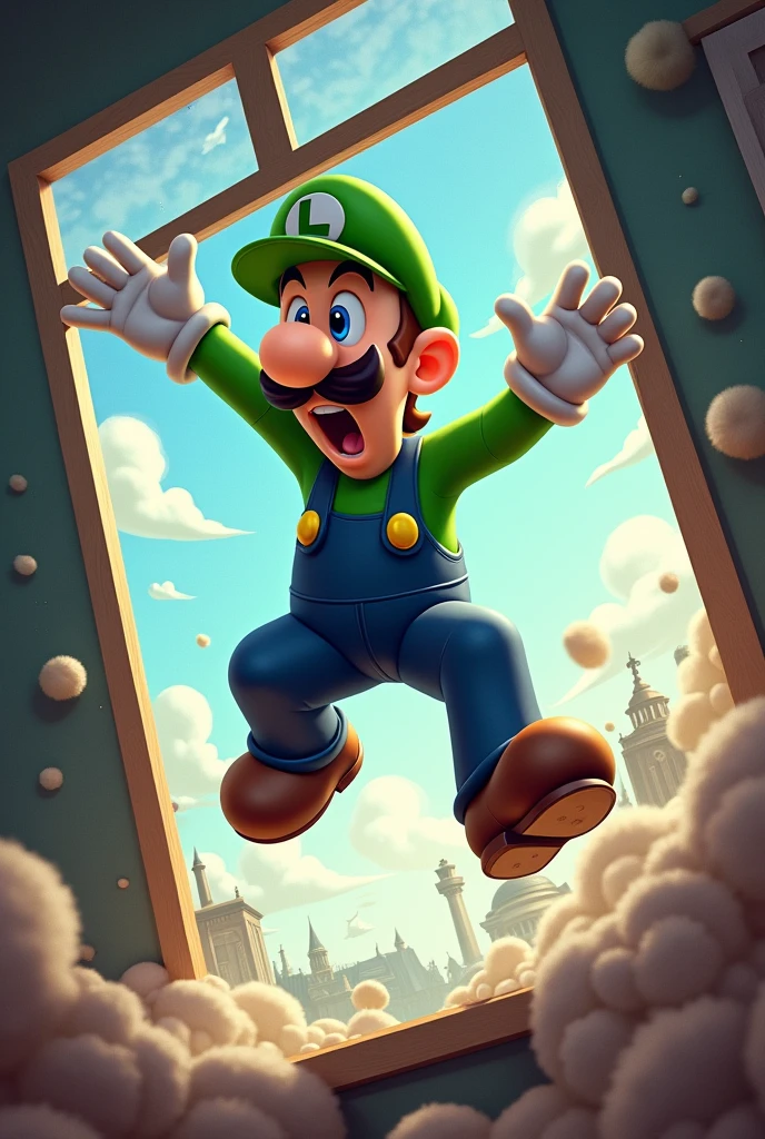 Luigi getting thrown out of a window