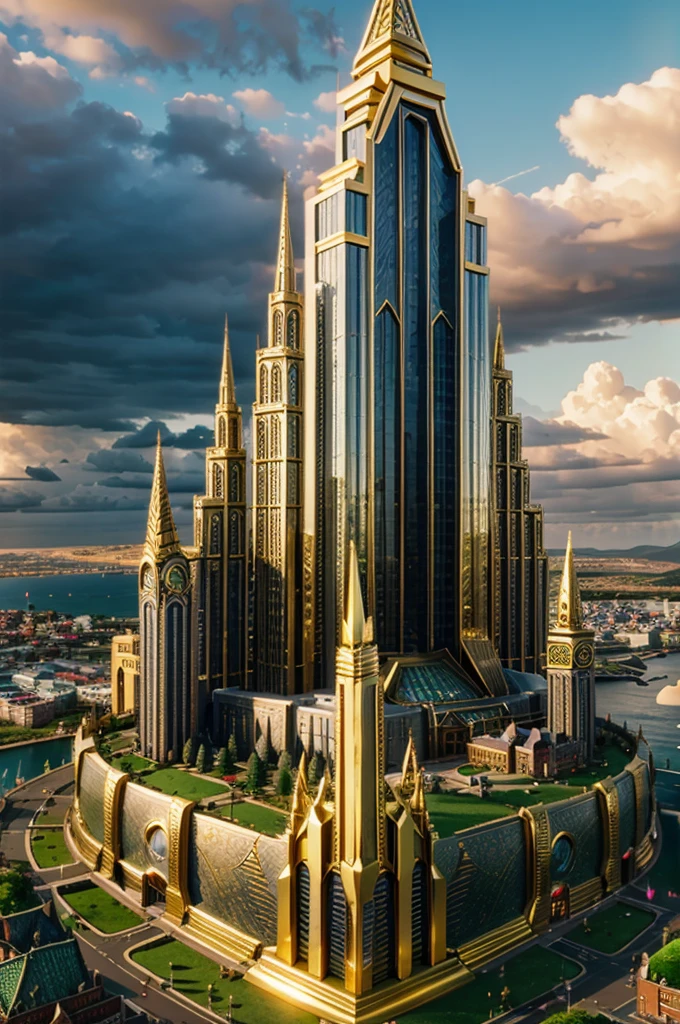 asgard city with golden buildings