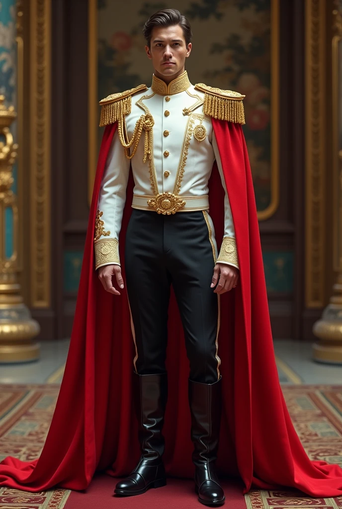 A mix of commander and prince outfit from the french fantasy nation the colour will be white, gold, red and black
