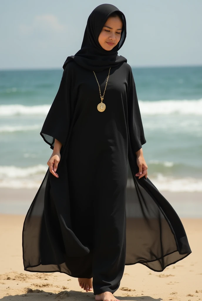 Girl wearing abaya with legs open