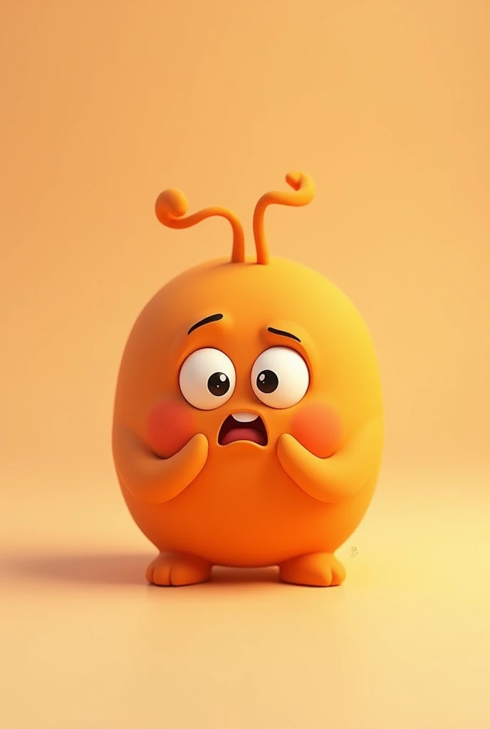 Create a cute animated character that represents the emotion Anxiety, whose characteristic color is orange