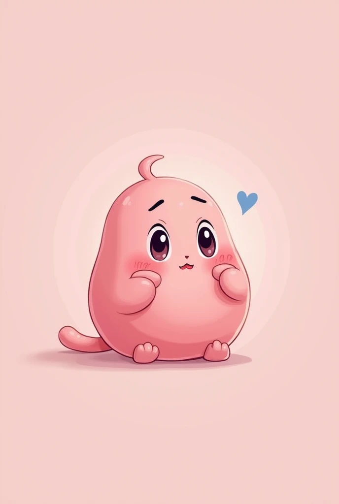 Create a cute animated character that represents the emotion Shame, whose characteristic color is pink