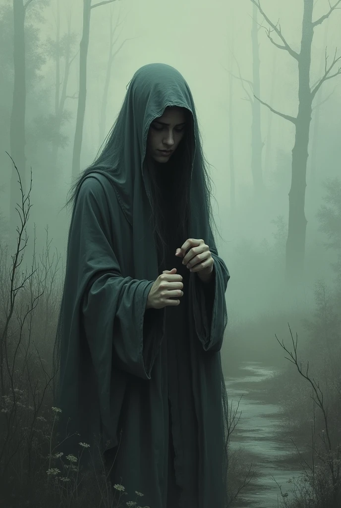 Generate me a sad artistic image without representing pleasures