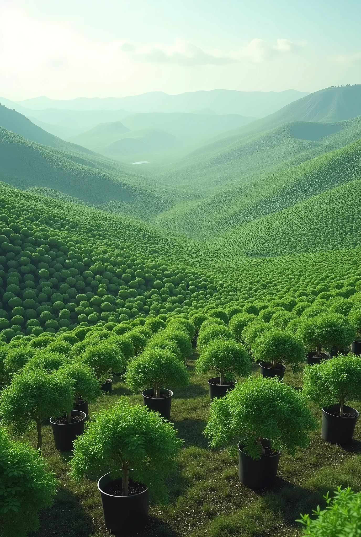 Land thousand small tree pot on a land 