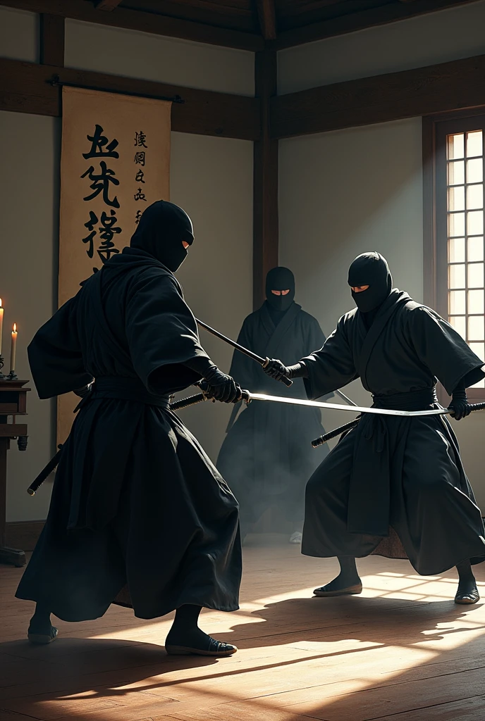 Japanese ninjas training with other ninjas 