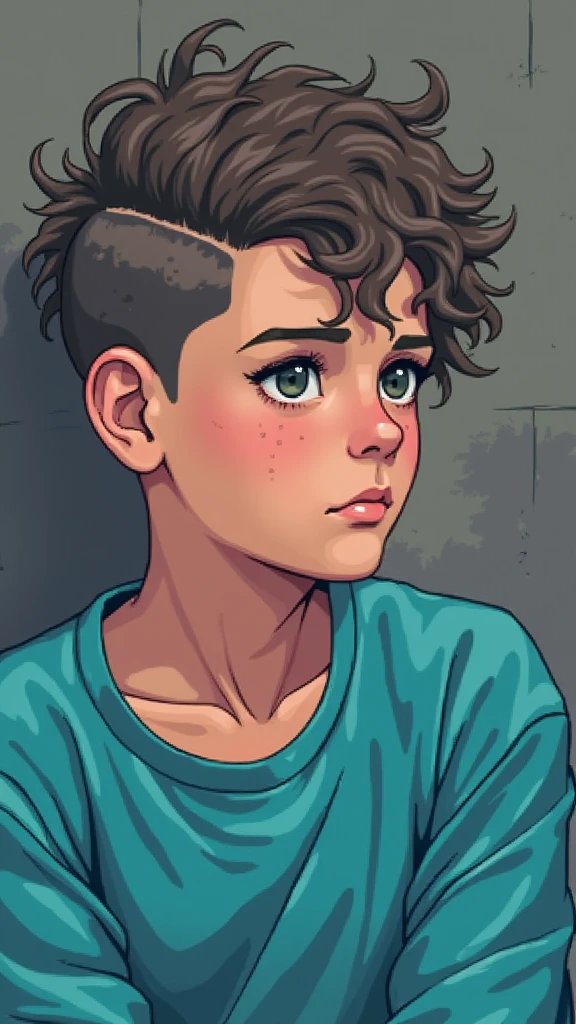 adolescent, blacksad, cap, curly hair, hair cut on the side, pixel art, ten mens