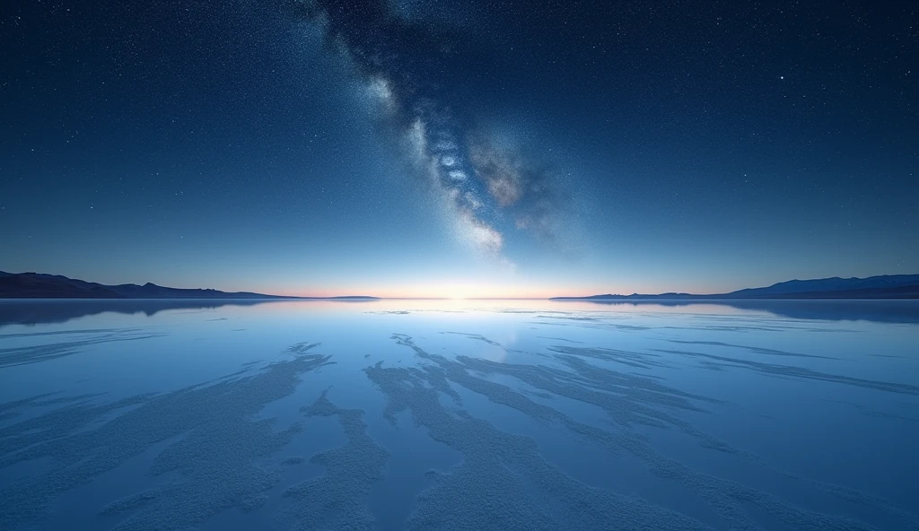 ((masterpiece, highest quality, Highest image quality, High resolution, photorealistic, Raw photo, 8K)), ((Extremely detailed CG unified 8k wallpaper)), The starry sky reflected in the Uyuni Salt Flats,