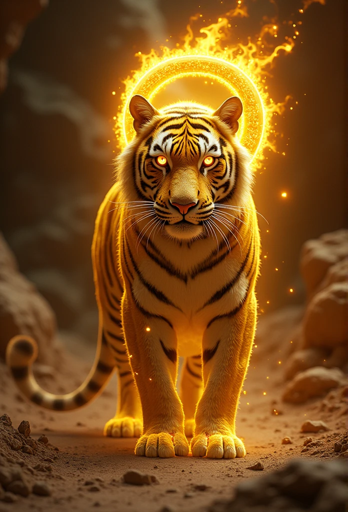 In the earthly kingdom, Golden quadrupeds radiate hard underground clay. Not central, Golden Tiger, It has a majestic horseshoe made of pure gold., It begins to pulsate with intense seismic energy..