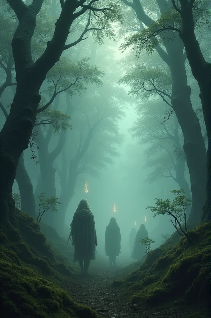 A forest with liminal aesthetics