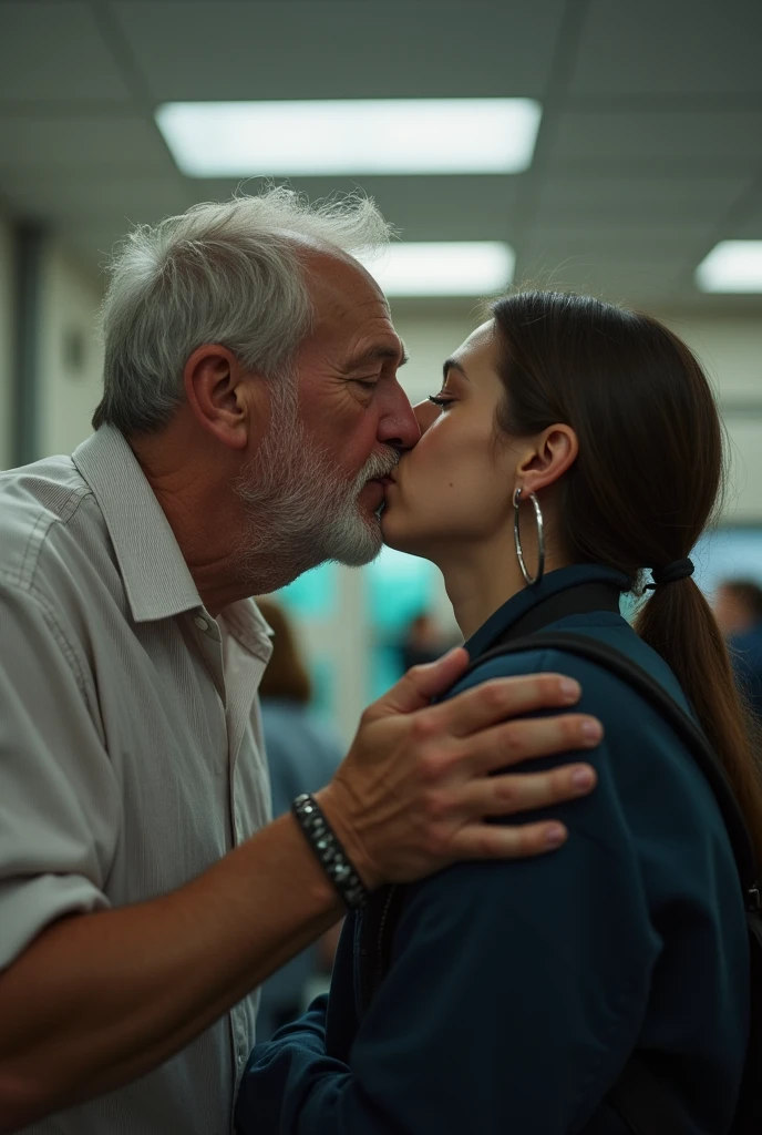 An old man has anal sex with a teenager at a school