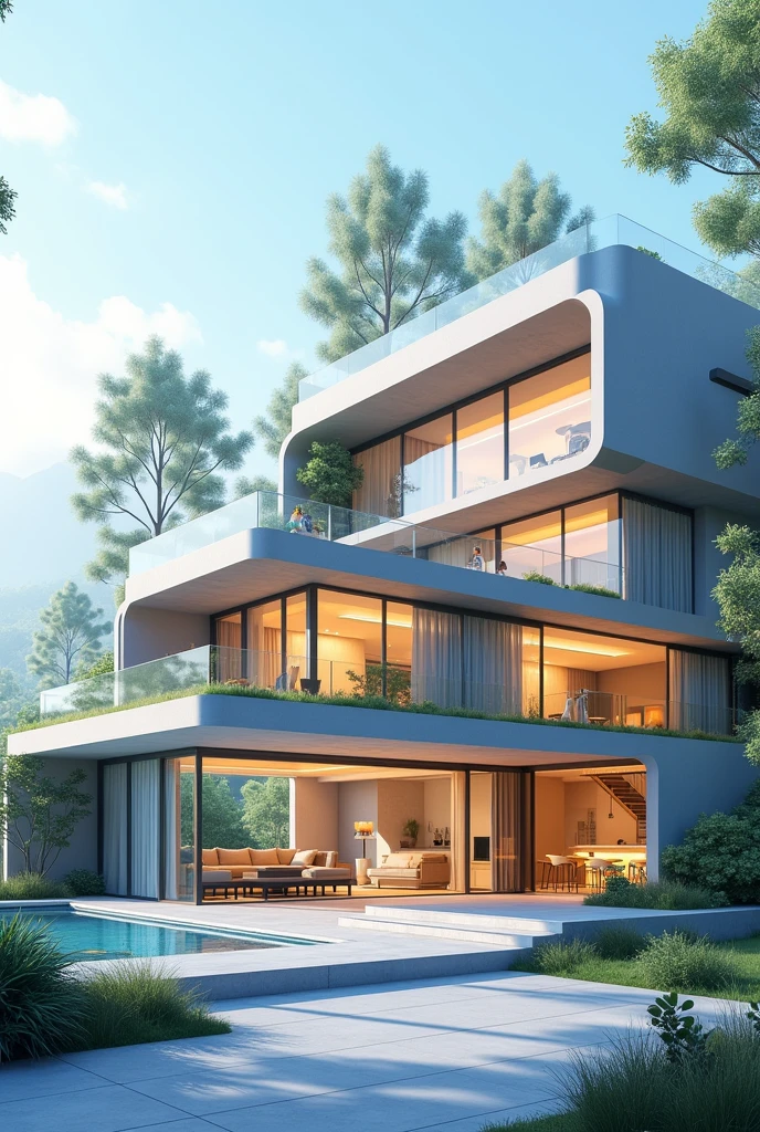 Create an illustrated image of'a smart home by sinaihm