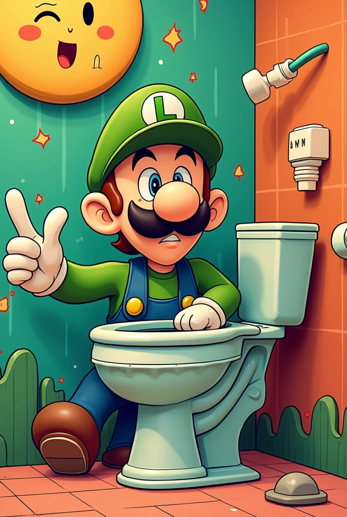 Luigi as a skibidi toilet