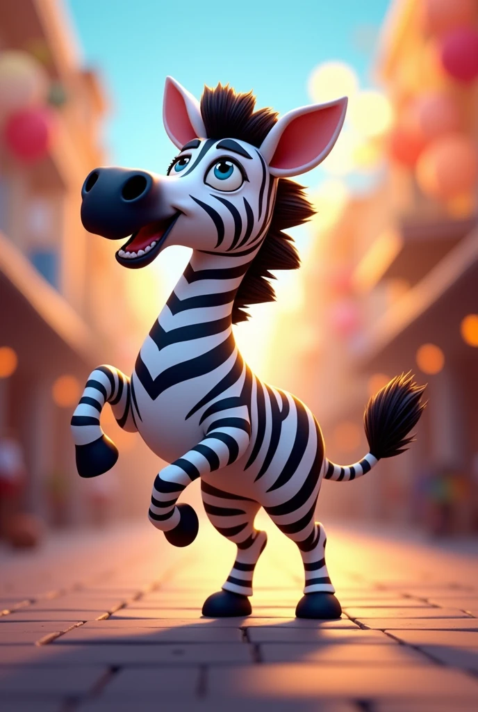 Zebra in dance mood with fun 


