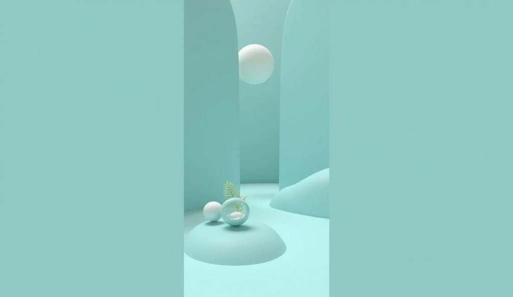 Make a 3D scene in turquoise blue color,