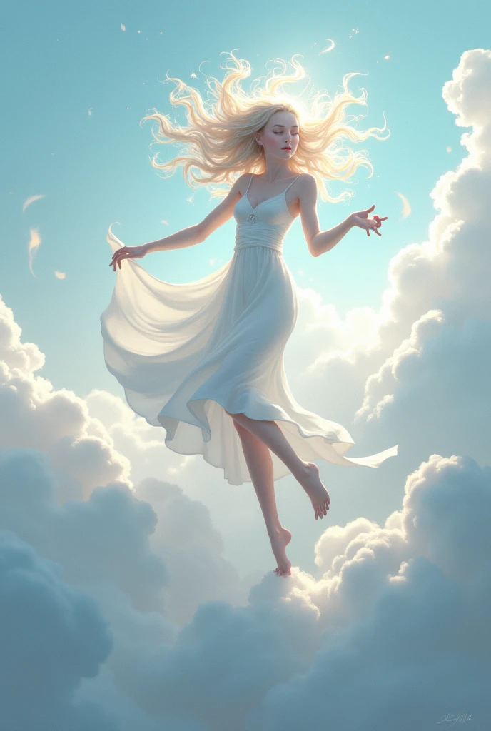 I skinny, sexy, happy air elemental dancing on a cloud.