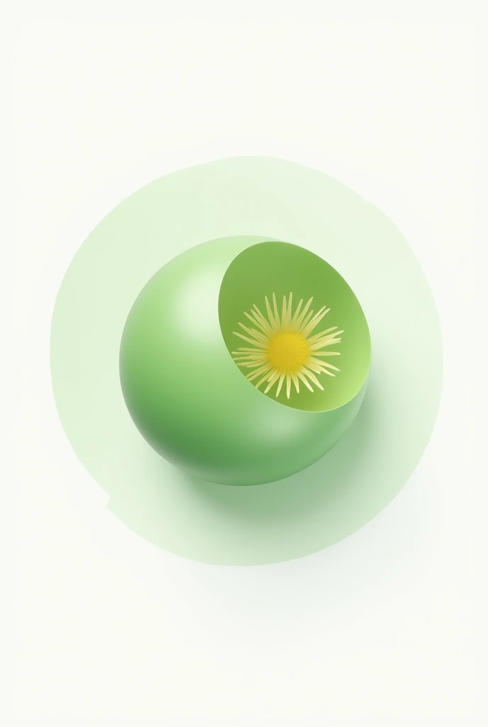 Minimalist logo small green ball with yellow, white background