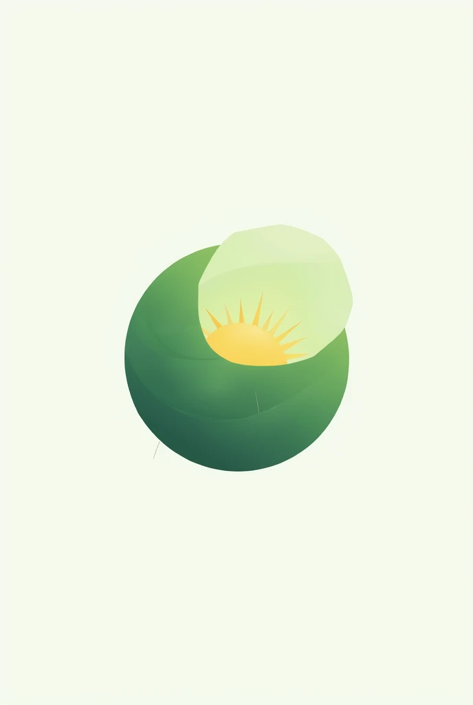 Minimalist logo small green ball with yellow, white background
