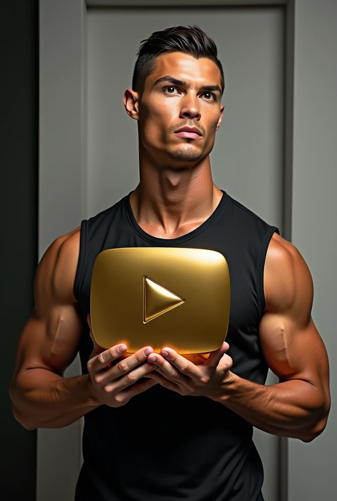 Ronaldo with youtub golden play button 