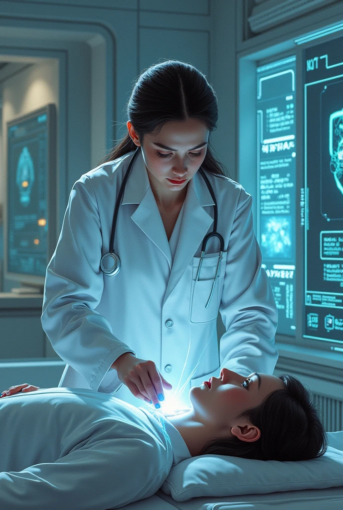 A memory surgeon who uses technology ( 2d drawing)
