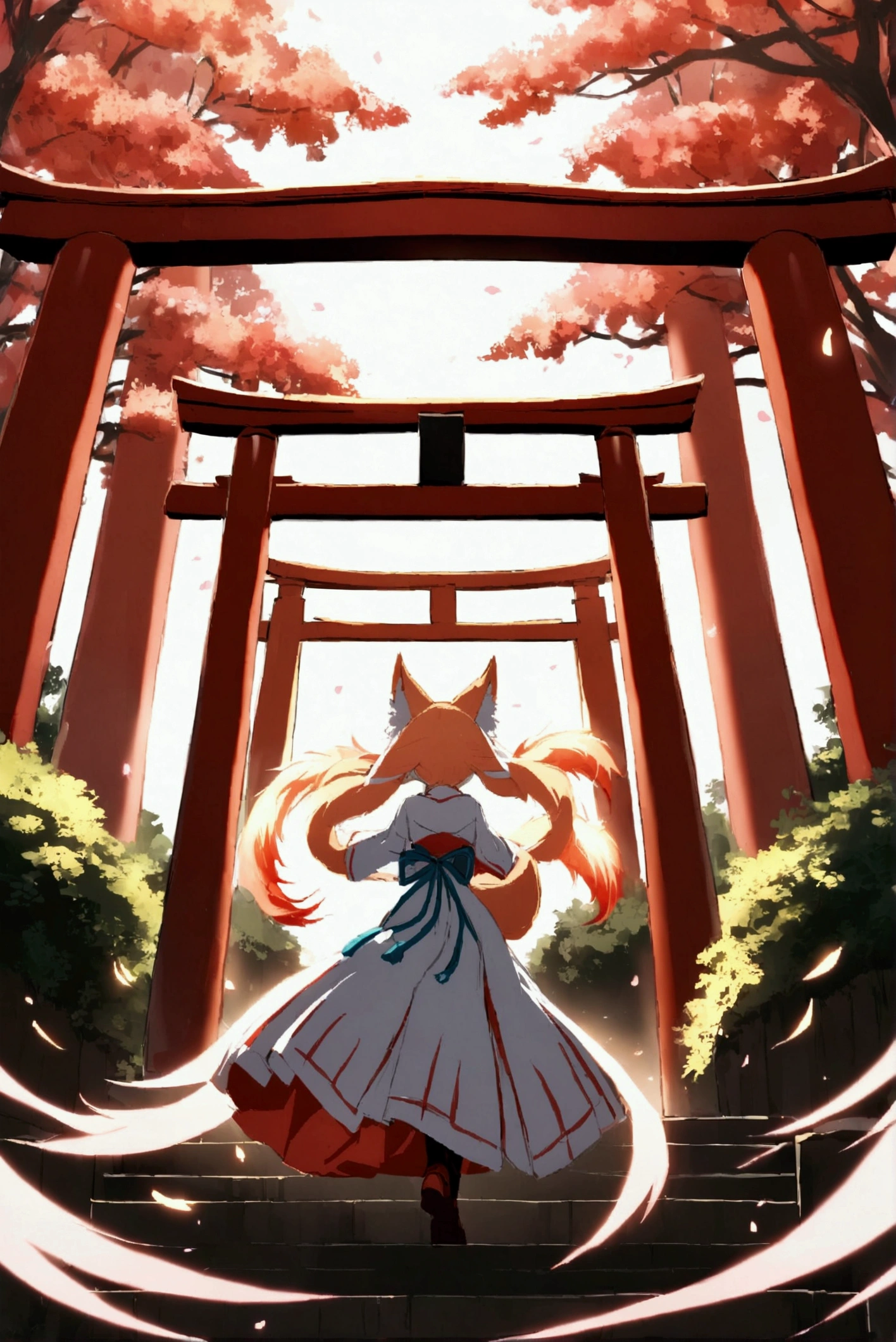 torii　Shrine maiden　Nine-Tailed Fox