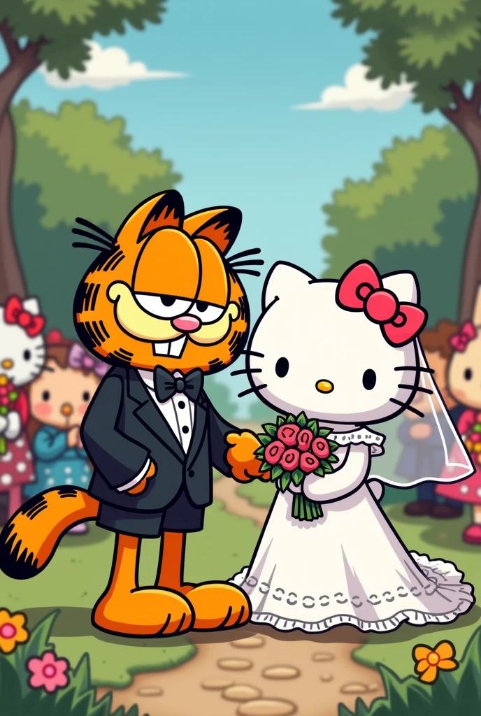 Garfield casando com Hello Kitty