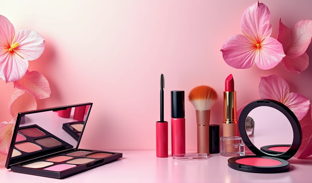 A header for a website with the name Hero Beauty makeup store size I want something eye-catching with makeup items something eye-catching for customers