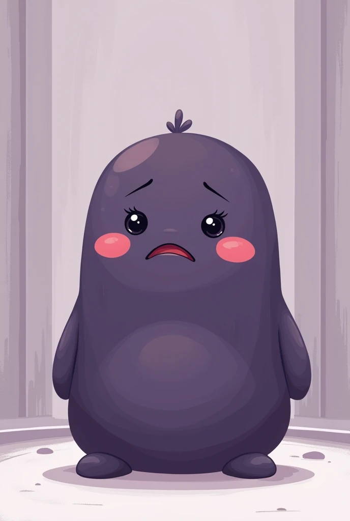 Create a cute animated character that represents the emotion Boredom, whose characteristic color is dark purple