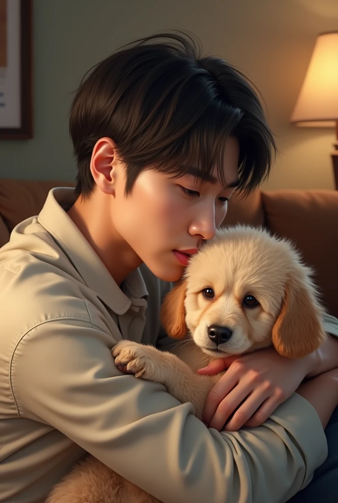 Taehyung from BTS with dog