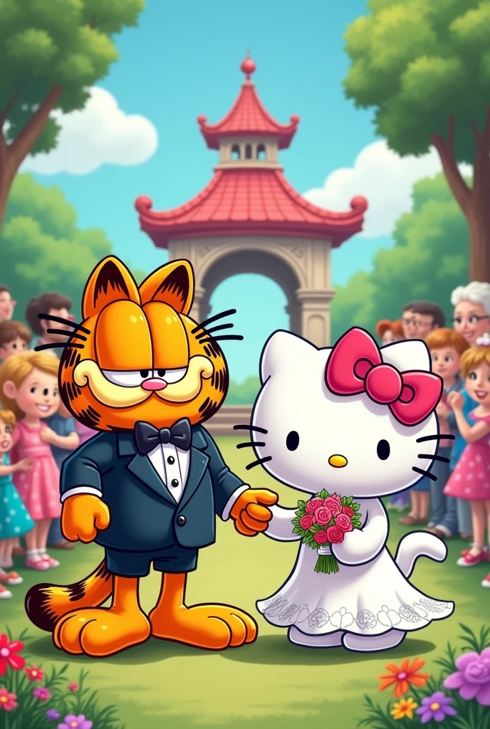 Garfield casando com Hello Kitty