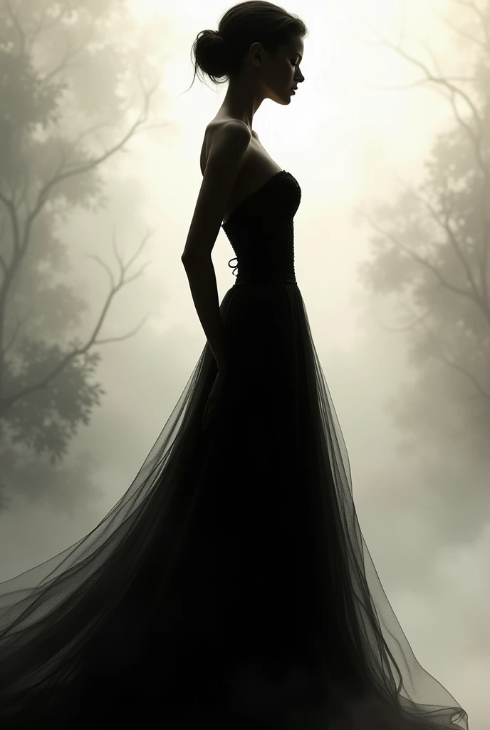 Silhouette of woman in elegant clothes