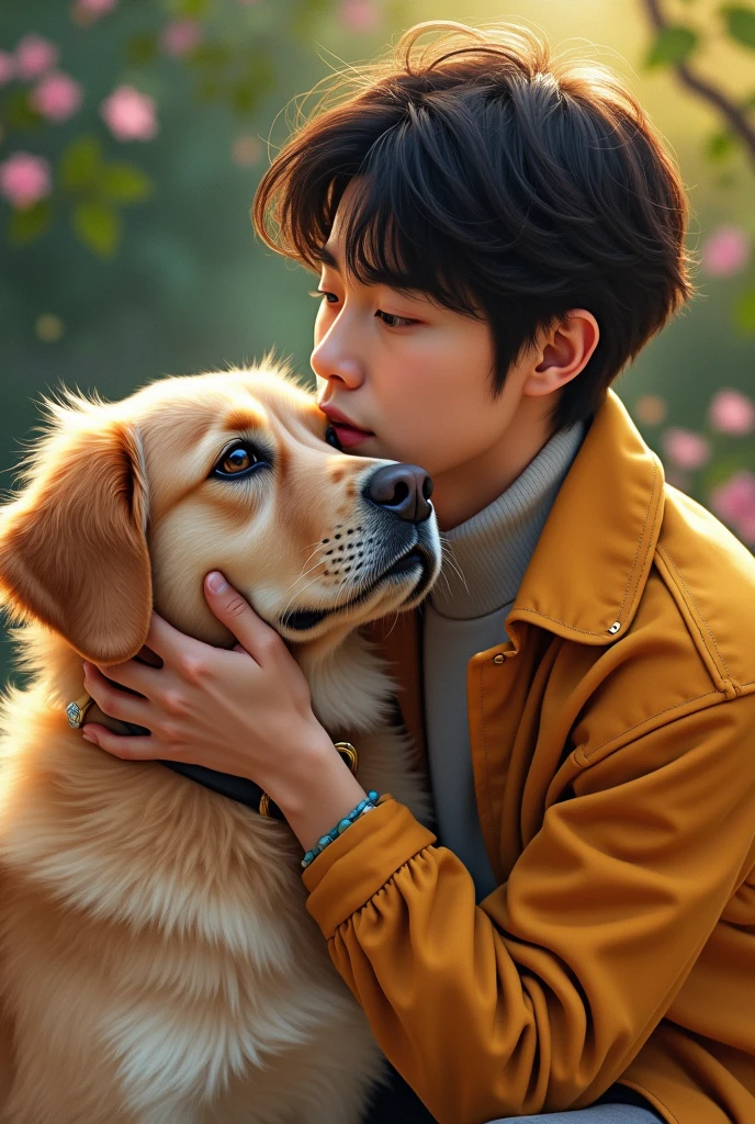Kim Taehyung from BTS with dog