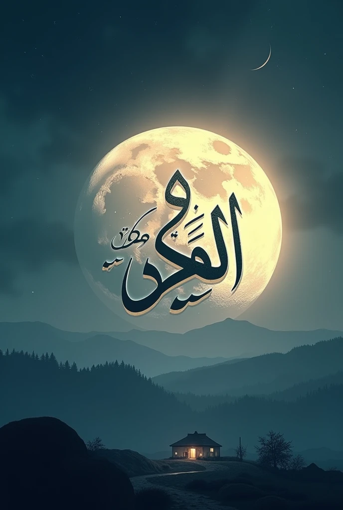 A stylish font for word "AL SHAMS" as like in moonlight background with some rays of rising sun