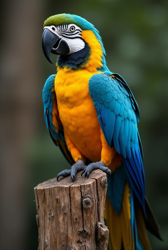 I just draw the lines of a blue and yellow macaw sitting on a tree trunk