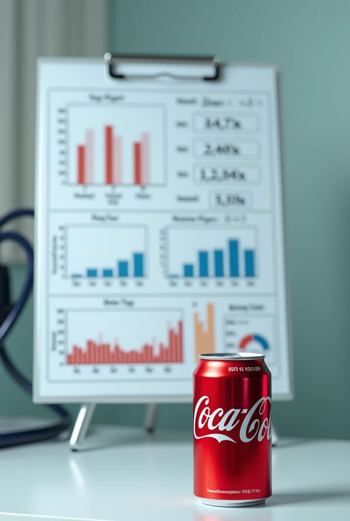 A medical chart showing high blood pressure, with a can of Coca-Cola in the foreground.