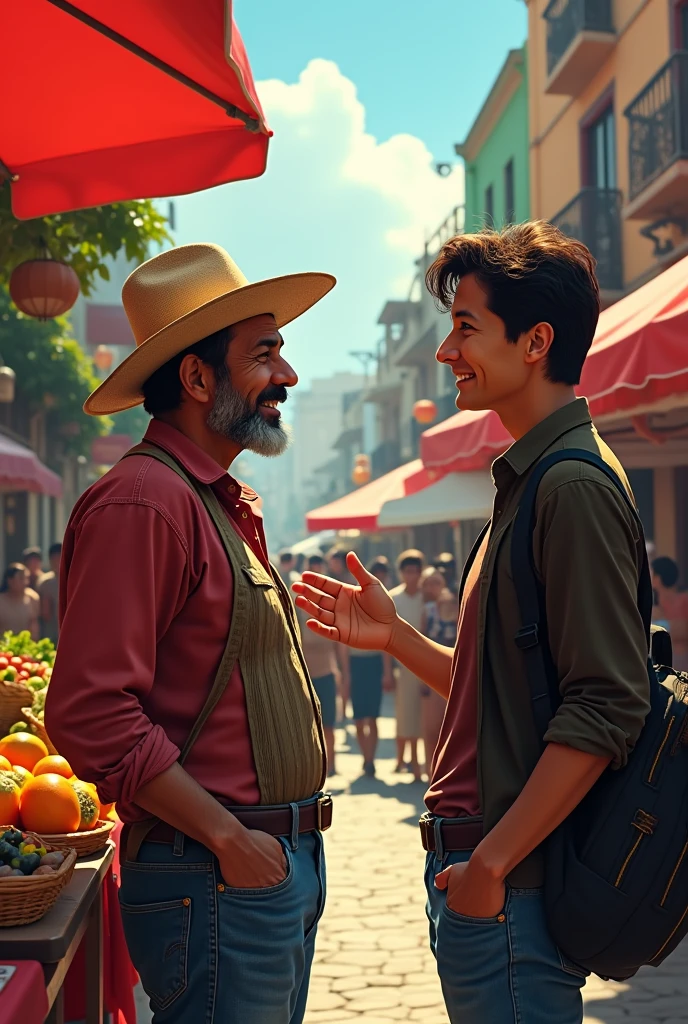 Mexican street vendor talking to a foreign person