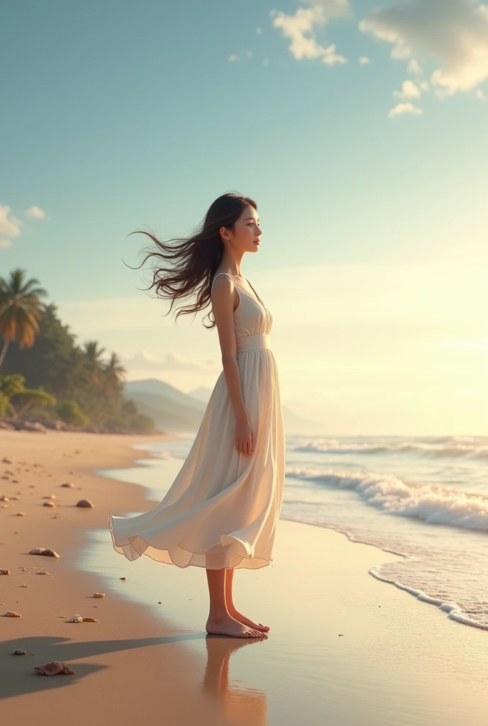 A woman on a beach