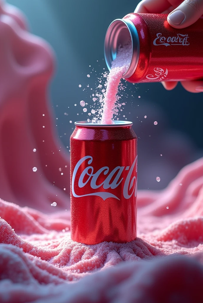 "An animation of sugar entering the bloodstream, with a Coca-Cola can being poured.
