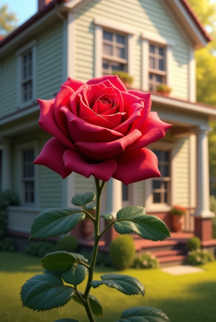 Rose in front of house 