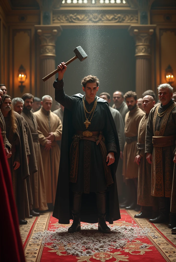 A young  minister broke a diamond with a hammer in front of all the courtiers in the king's palace with king