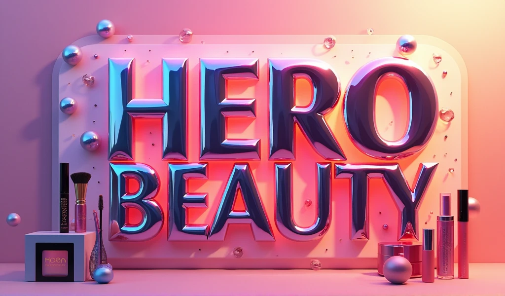 A banner with the name Hero Beauty makeup store 