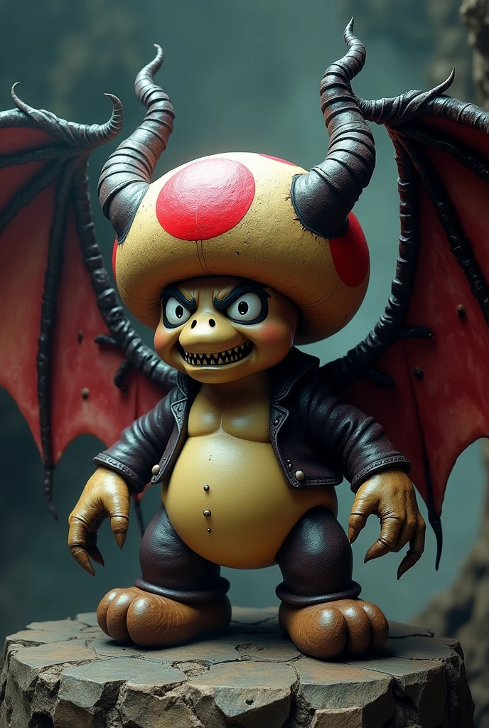 (ultra detailed), Toad from Super Mario、Horn、wing、Evil Face