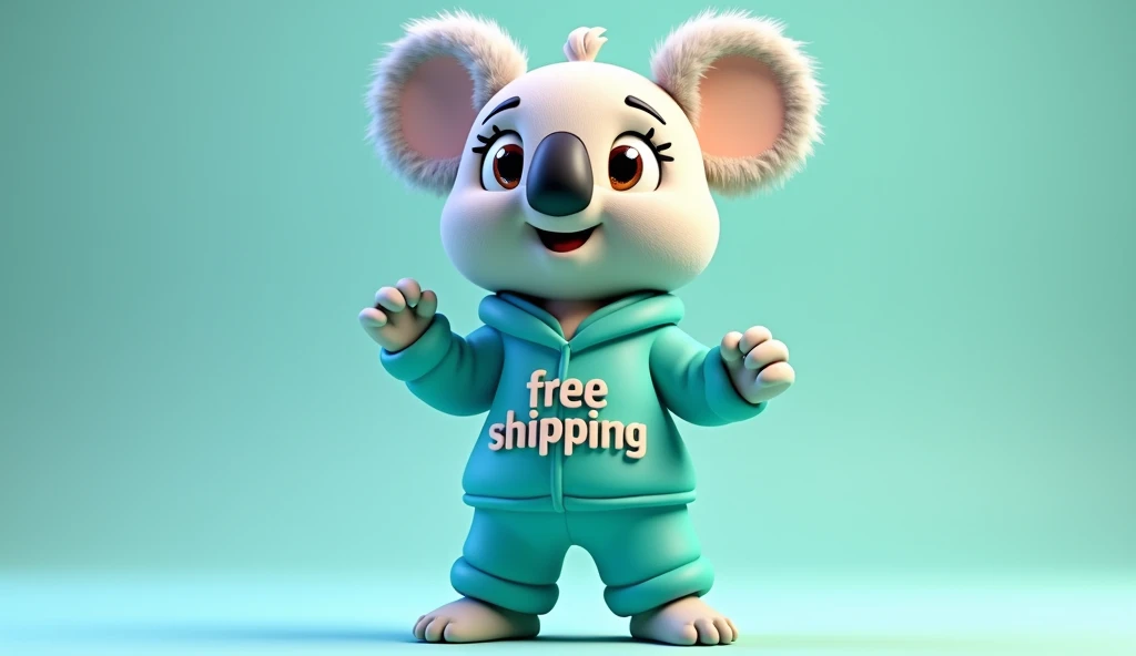 In the middle of the scene, place a delivery motorbike and write Free Shipping on top and next to it, make the koala mascot leaning with its back on the right corner and one hand on its waist., looking at the center of the scene.