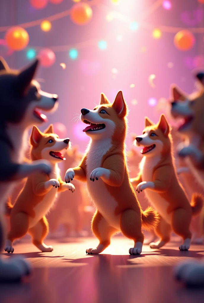 Dogs in dance mood with fun